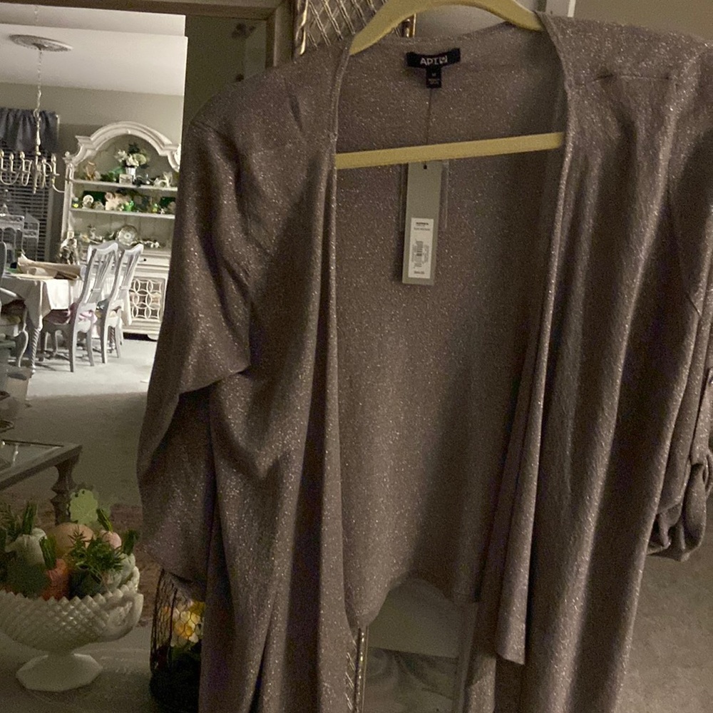 cardigan, gray lurex lightweight